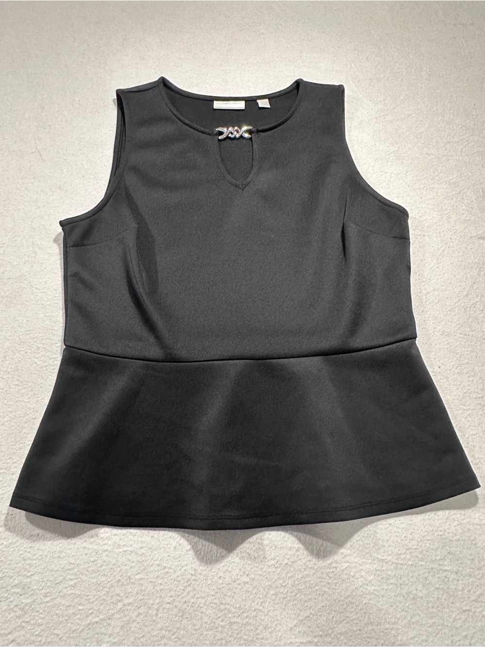 New York & Company Black Sleeveless Peplum Tank with Decorative Accent